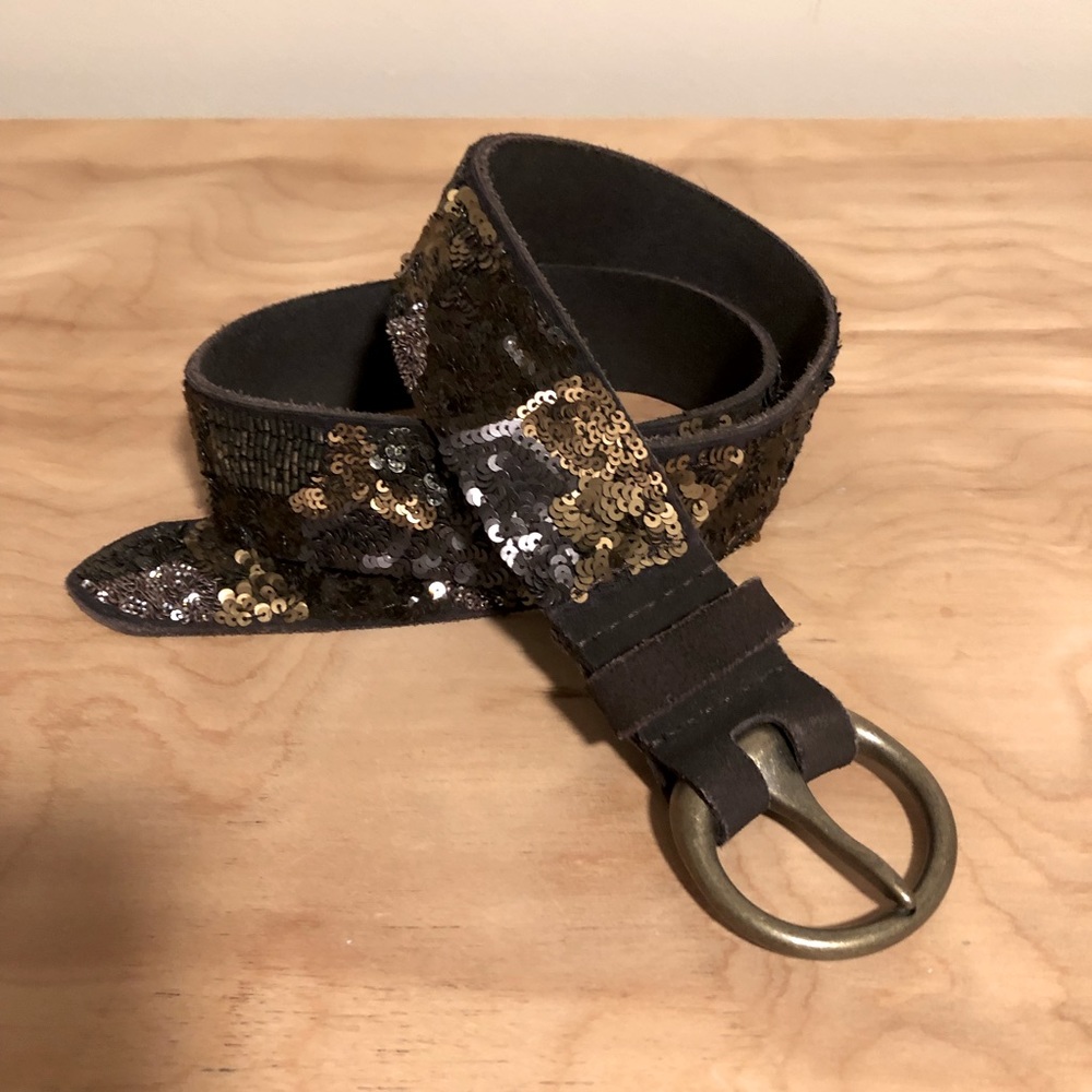 All Saints Embellished Brown Leather Belt NWOT